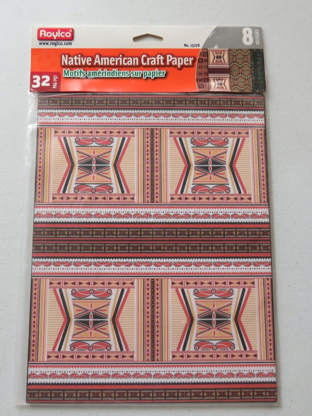 Roylco Native American Craft Paper 8 Designs R-15278 Discontinued